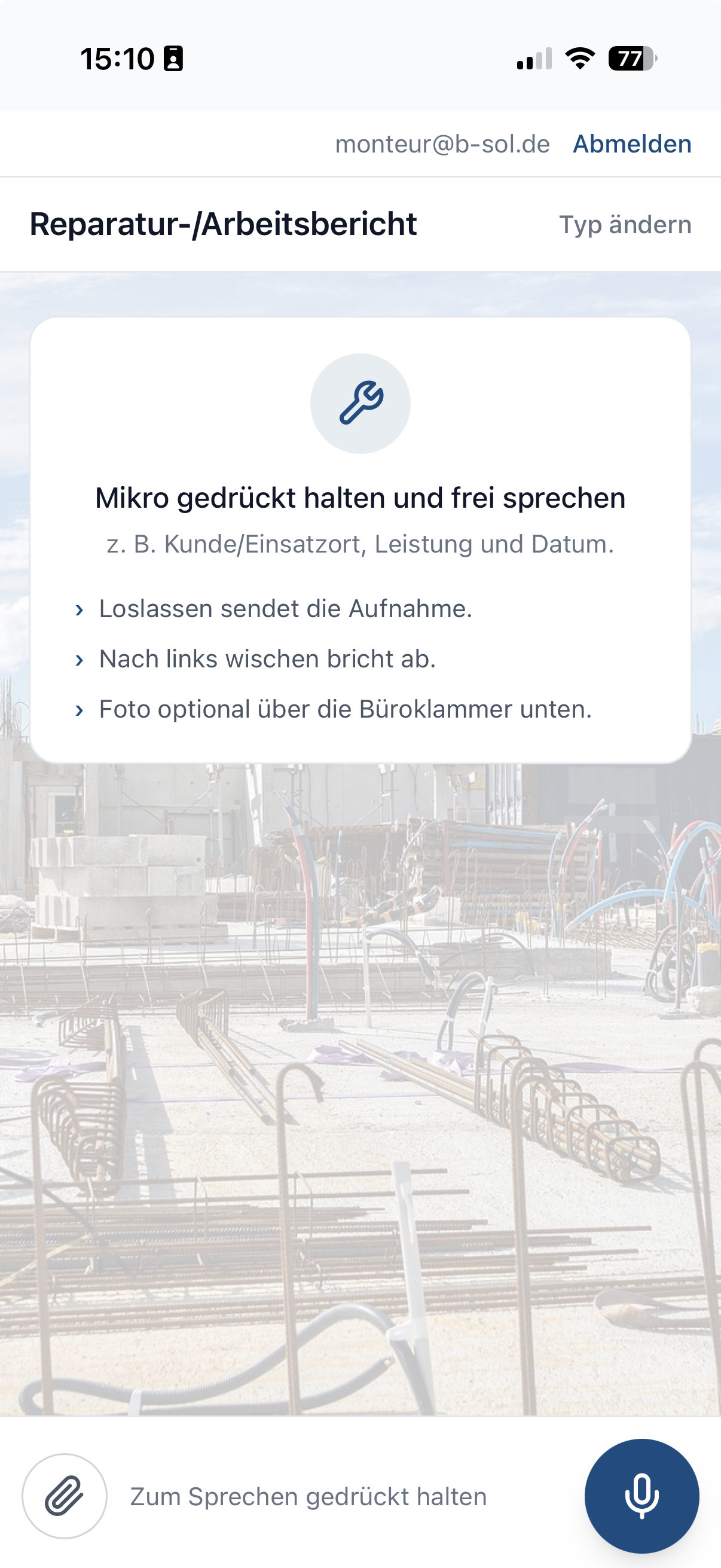 Einfach draufsprechen — Bob versteht, sortiert und fragt nach, wenn etwas fehlt.